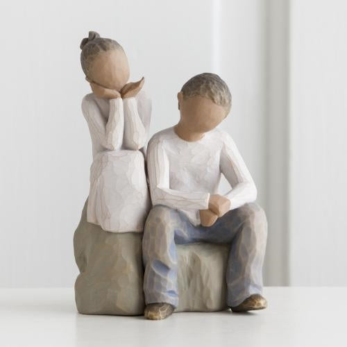 Brother and Sister Figurine – Darker Skin Tone Sibling Keepsake