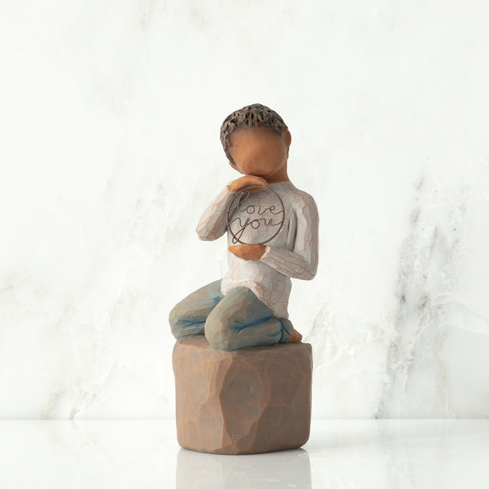 Love You Too Figurine Darker Skin – Child Love Keepsake Gift